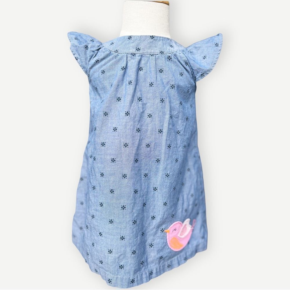 Carter’s Just One You Girls Flutter Sleeve Bird Embroidered Dress. 18 Months.